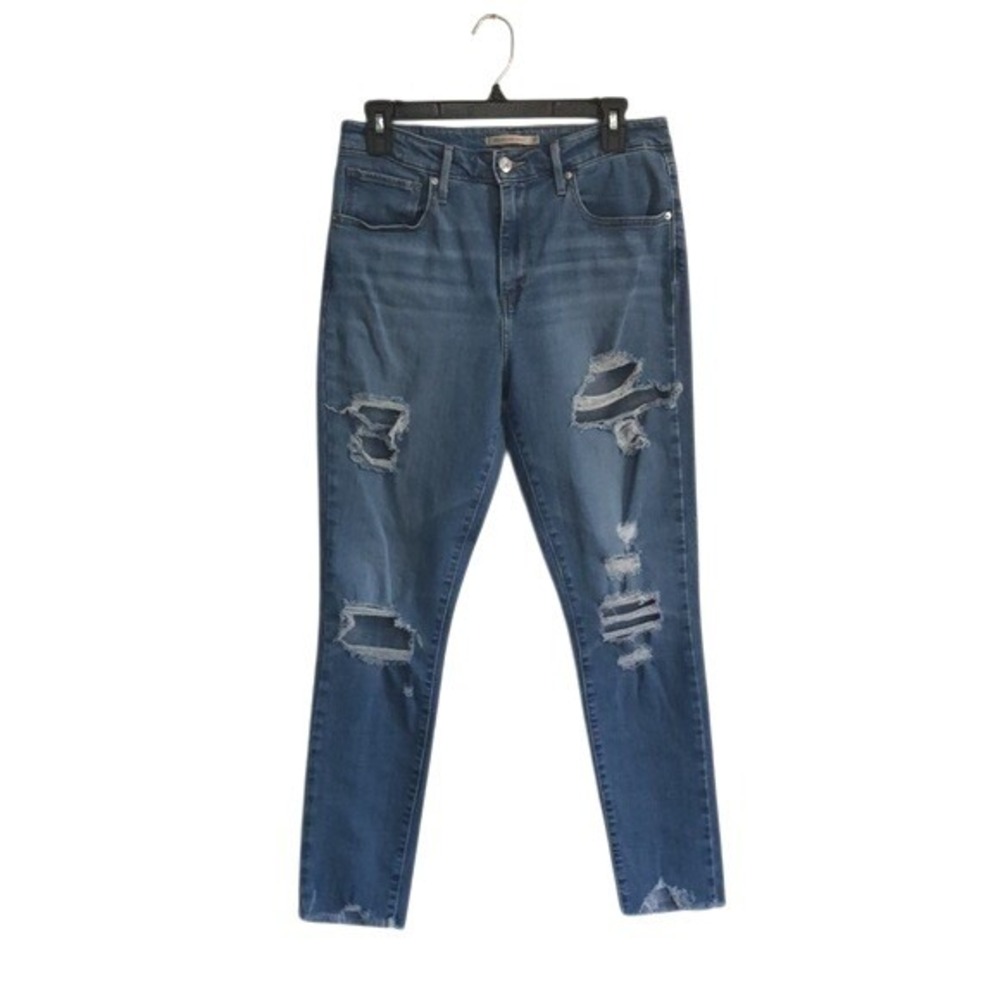 LEVI'S 721 High Rise Skinny Distressed‎ Raw Hem Jeans Size 31